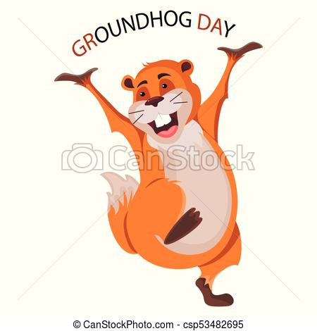 450x470 Happy Groundhog Day Design With Cute Groundhog.vector Stock.