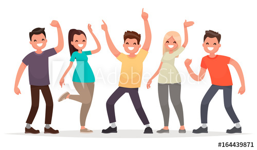 500x292 Happy Group Of Young People. Vector Illustration In A Flat Style