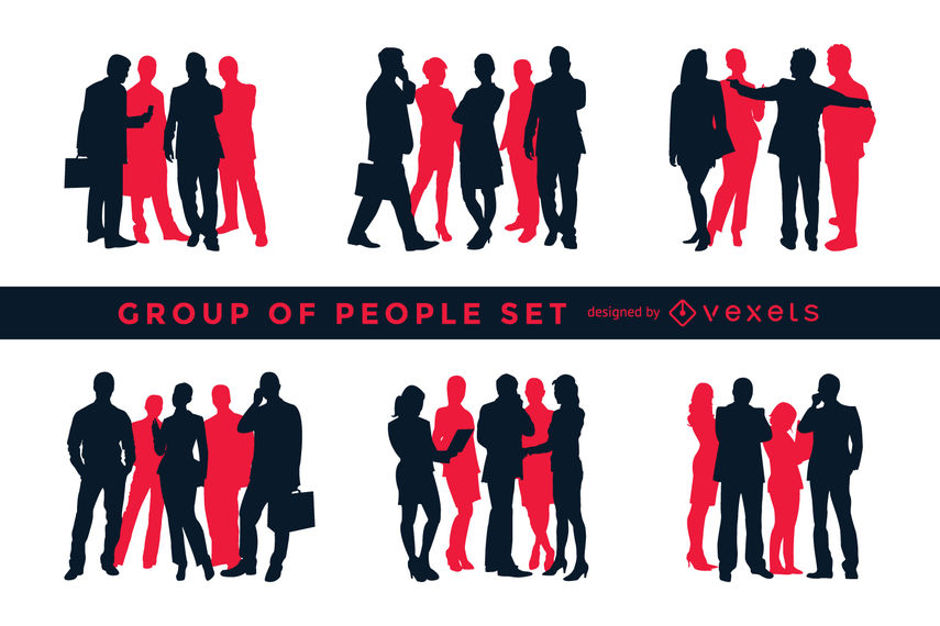 855x570 Silhouette Set Of Groups Of People