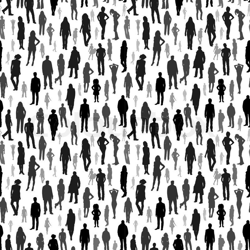800x800 A Large Group Of People. Vector Seamless Pattern Stock Vector