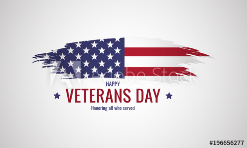 500x300 Happy Veterans Day With Grunge American Flag. Vector Illustration