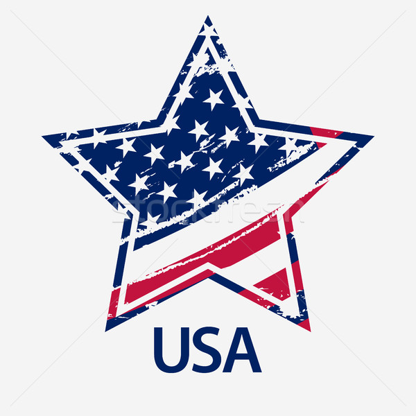 600x600 Usa Star, Grunge American Flag, Vector Vector Illustration