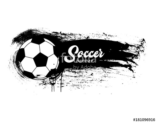 500x393 Hand Drawn Vector Grunge Banner With Soccer Ball Stock Image And