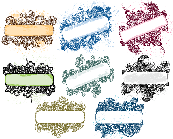 600x482 Floral Grunge Banner Vector Pack Vector Amp Photoshop Brushes