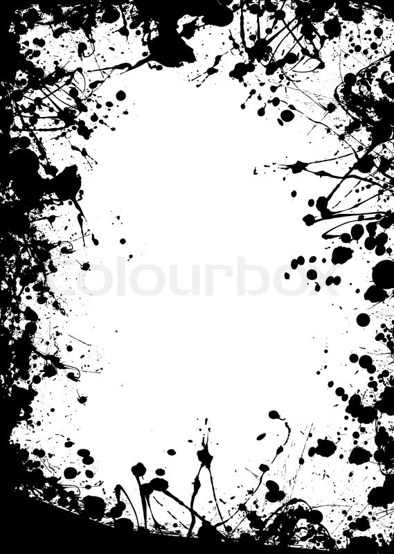 569x800 Black Grunge Border With Ink Splats Making A Frame Stock Vector