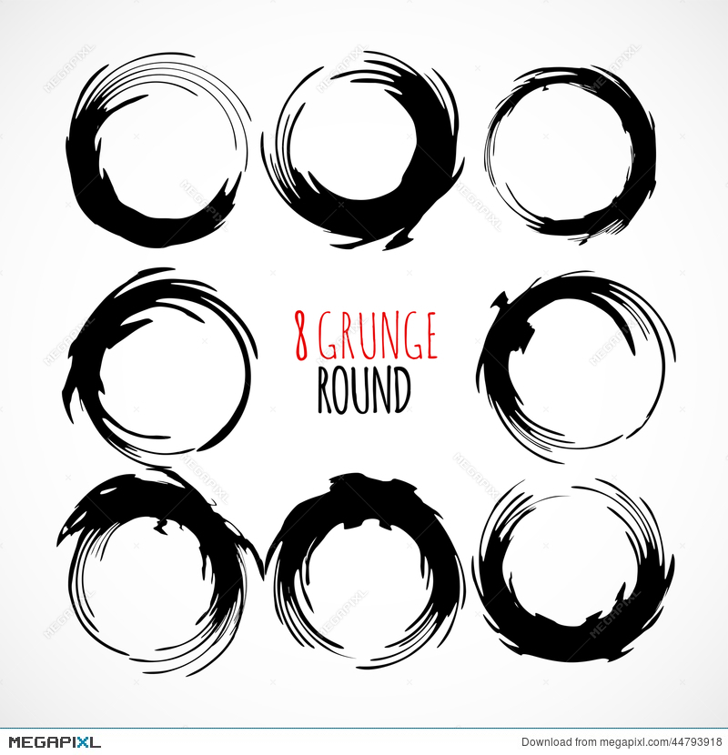800x830 Set Of Vector Grunge Circle Brush Strokes Illustration 44793918