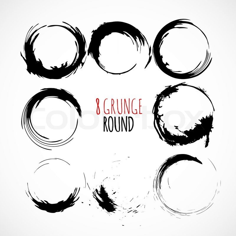 800x800 Set Of Vector Grunge Circle Brush Strokes, For Frames And Design