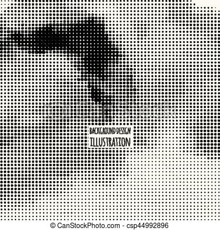 450x470 Halftone Illustration. Black And White Grunge Effect. Black And