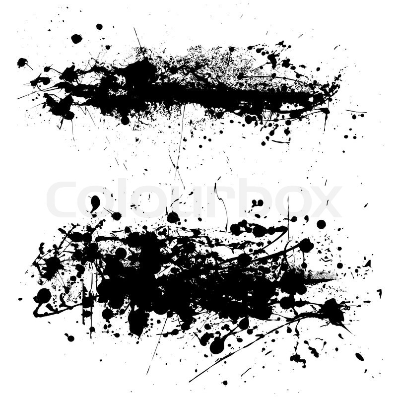 800x800 Two Abstract Black And White Ink Splat With Grunge Effect Stock