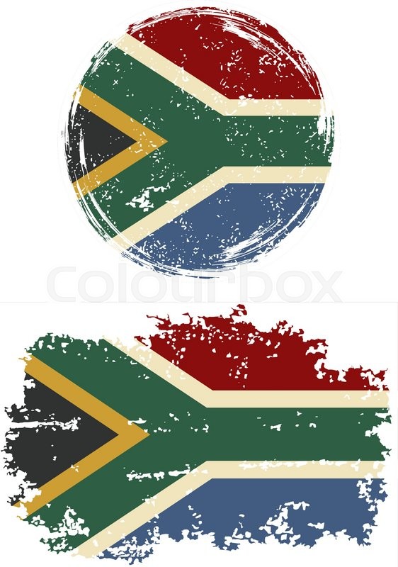 562x800 South African Round And Square Grunge Flags. Vector Illustration