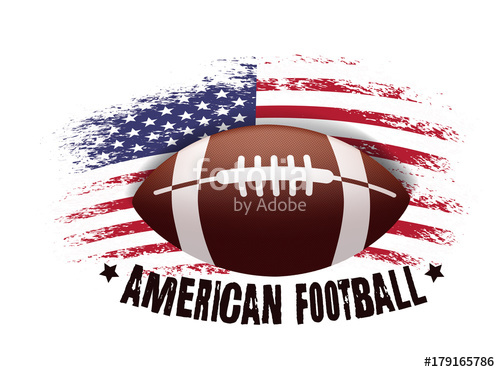 500x372 American Football. Vector Illustration With Ball And American Flag