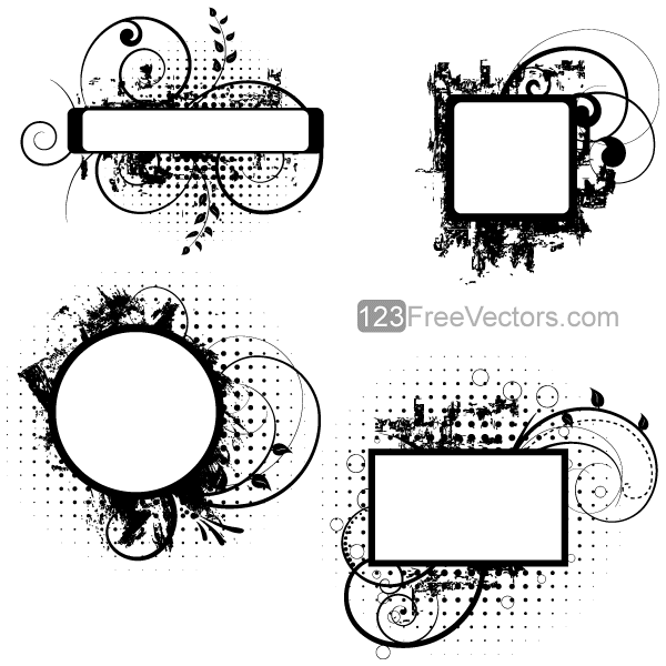 600x600 Free Floral Grunge Frame Vector Designs Psd Files, Vectors