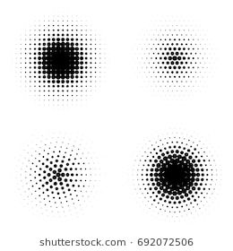 260x280 Vector Abstract Halftone Circles Set. Abstract Dotted Gradient