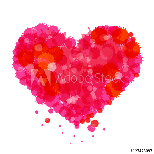 500x500 Grunge Heart. Vector Red And Pink Heart Symbol Made From Splashes