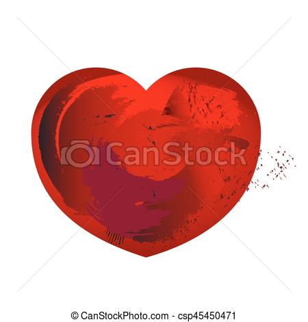 450x470 Red Grunge Heart Isolated. Logo Marriage Agency. Vector Illustration.
