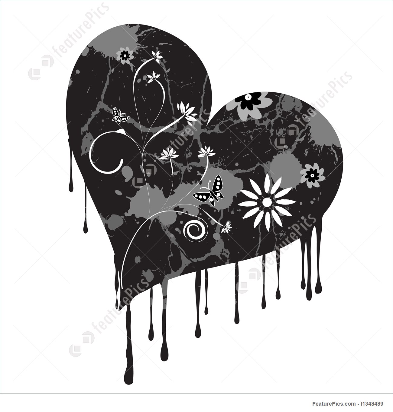 1300x1360 Trendy Vector Grunge Heart Stock Illustration I1348489