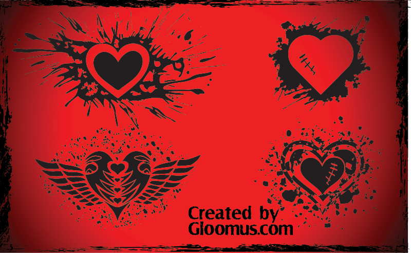 800x492 Vector Grunge Hearts