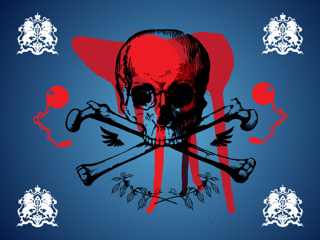 1024x768 Grunge Skull Vector