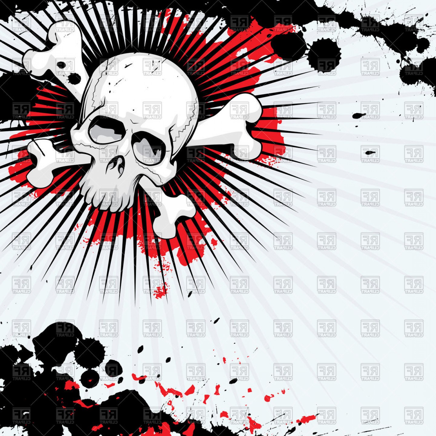 1440x1440 Grunge Skull With Thorns Background Vector Clipart Orangiausa