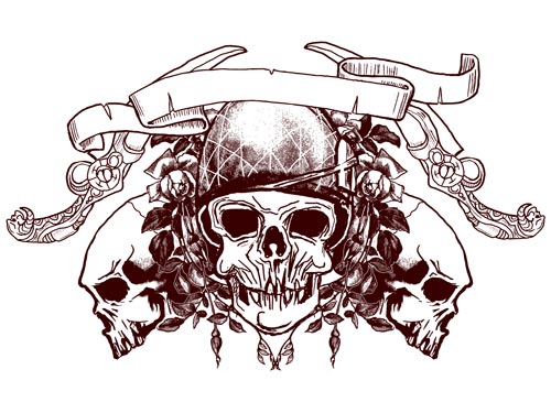 500x375 Grunge T Shirt Skulls Vectors