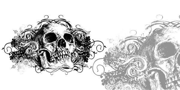 600x300 Vector Grunge Skull Illustration Vector Download