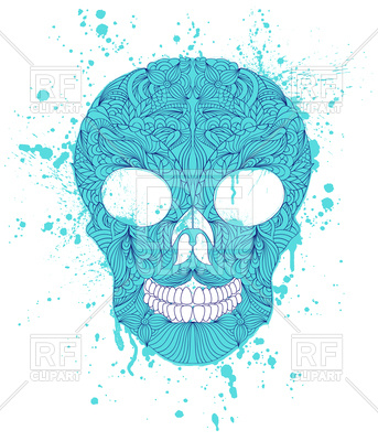 343x400 Floral Grunge Skull Vector Image Vector Artwork Of Design