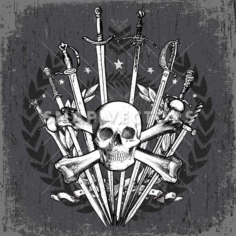 800x800 Vector Grunge Skull And Swords