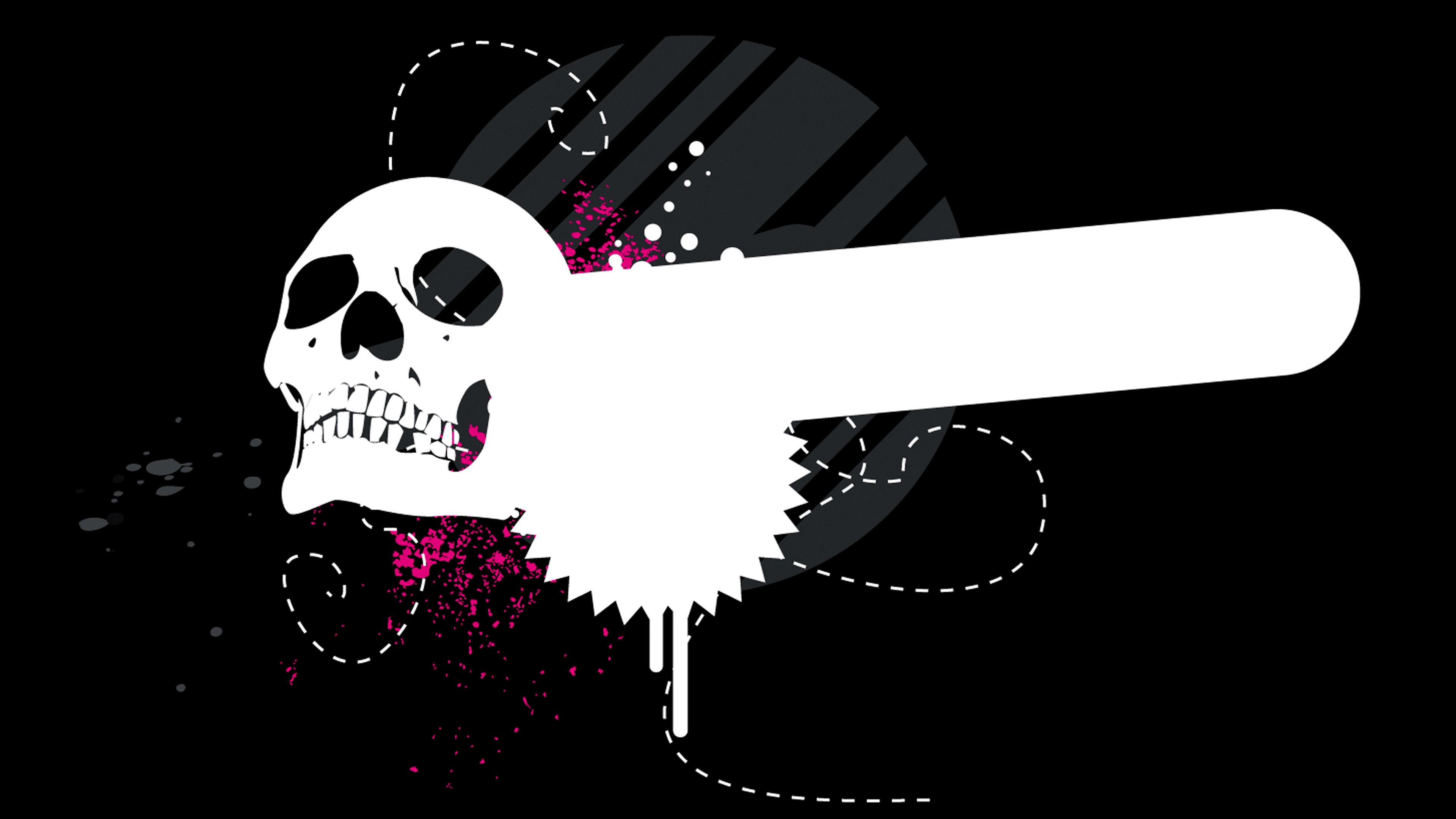 3840x2160 Wallpaper Illustration, Black Background, Cartoon, Grunge, Skull