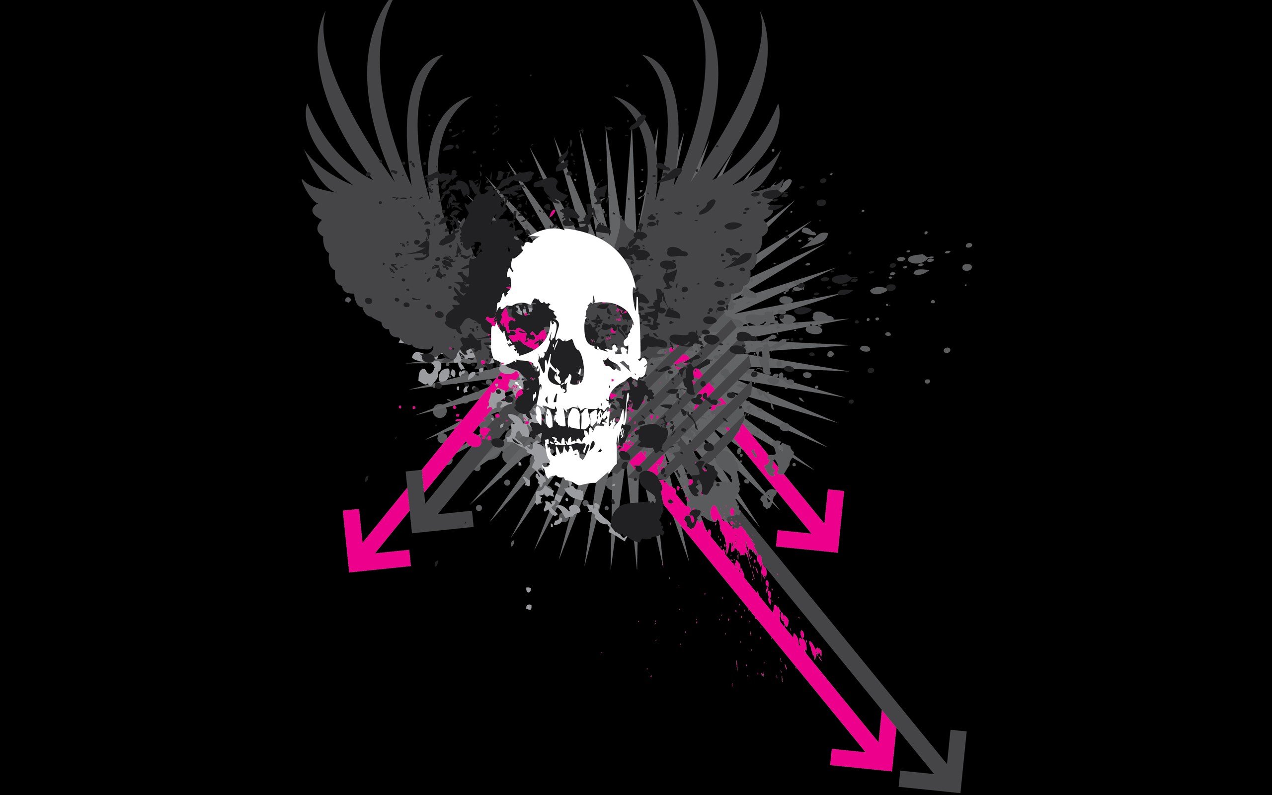 2560x1600 Black Background Grunge Skull Vector Art Wallpaper And Background
