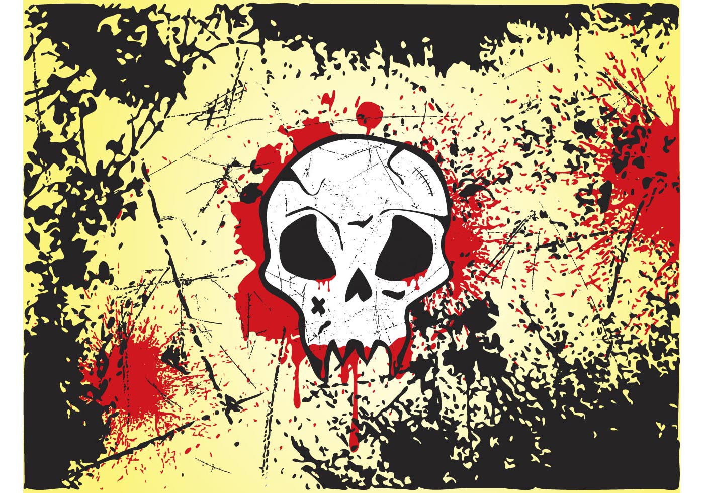 1400x980 Grunge Skull Free Vector Art
