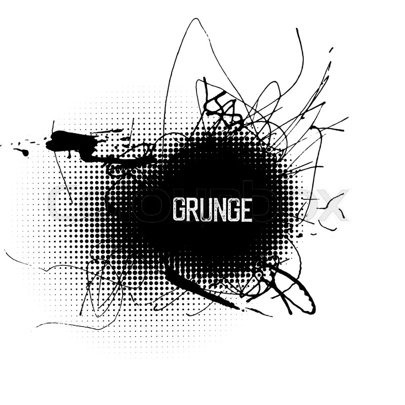 800x800 Halftone Circle Shapes With Grunge Splatter Ink. Abstract Grunge