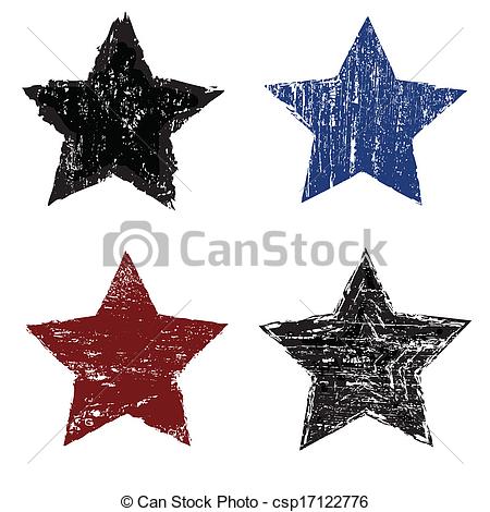 450x470 Set Of Grunge Star On White Background, Vecor Illustration.