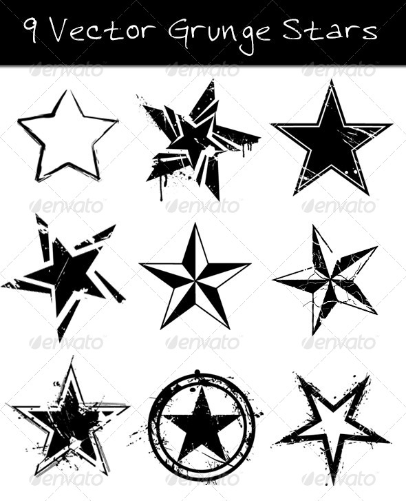 590x727 9 Grunge Vector Stars By Rob Imx Graphicriver