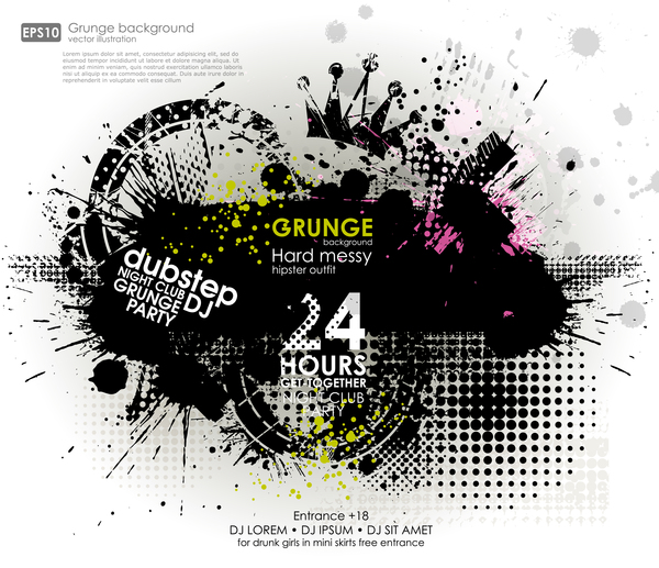 600x517 Creative Party Background With Grunge Vector 12 Free Download