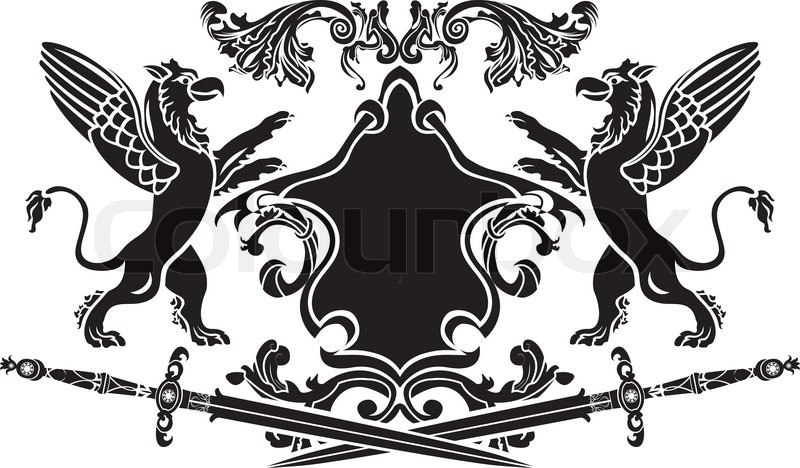 800x468 Heraldic Double Griffin Shield Crest Stock Vector Colourbox