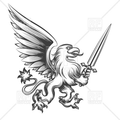 400x400 Engraving Griffin With Sword