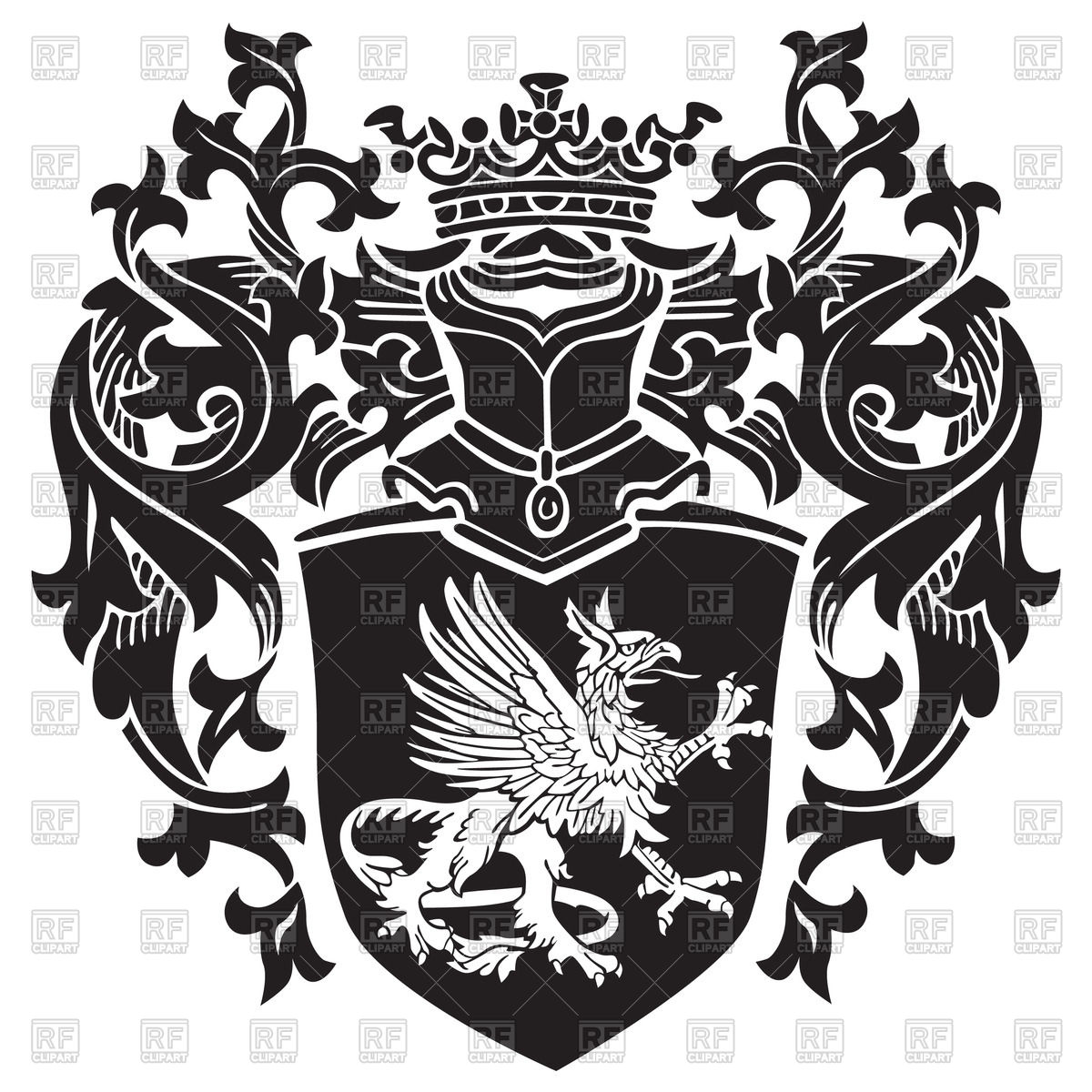 1200x1200 Royal Coat Of Arms With Heraldic Gryphon Vector Image Vector