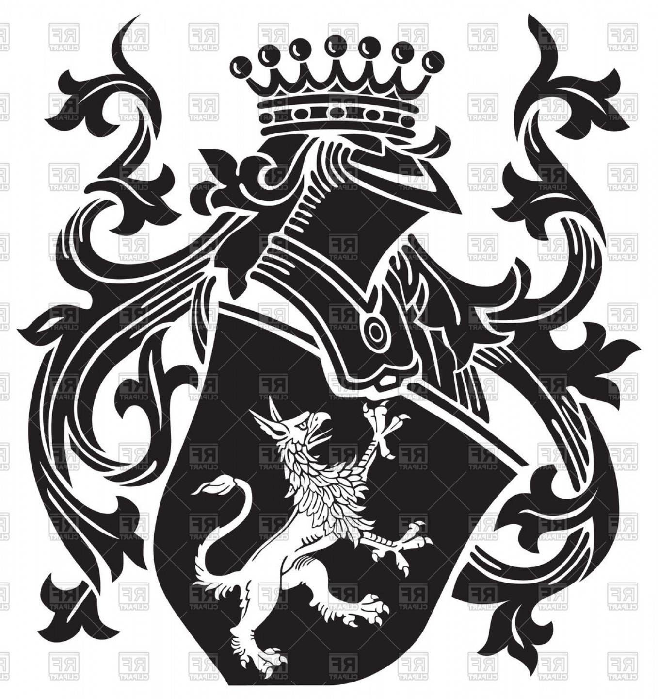 1357x1440 Template Of Royal Heraldic Emblem Shield With Gryphon And Knightly