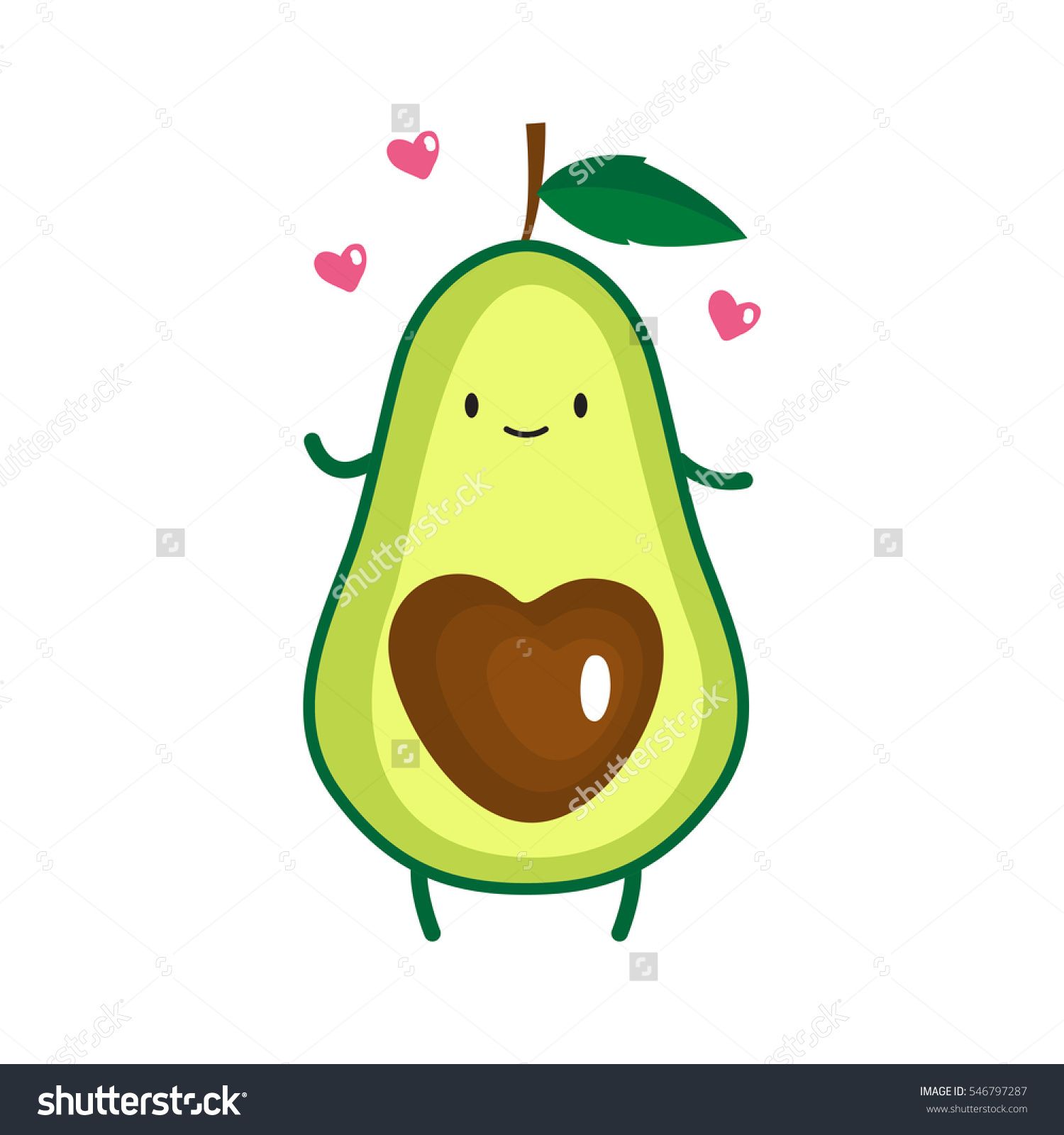 1500x1600 Illustration Of Cute Avocado. Vector Illustration Avocados In