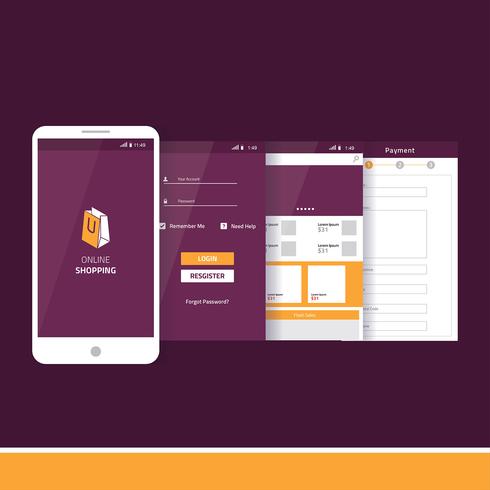 490x490 Mobile App Gui Online Shopping Vector