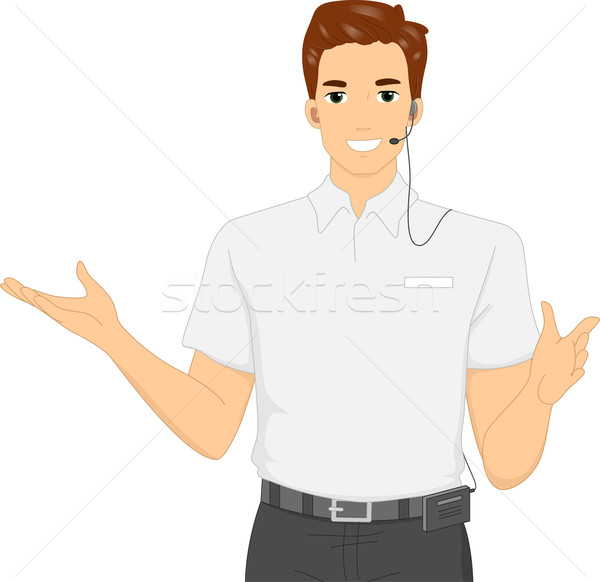 600x582 Male Tour Guide Vector Illustration Lenm ( 6394088) Stockfresh
