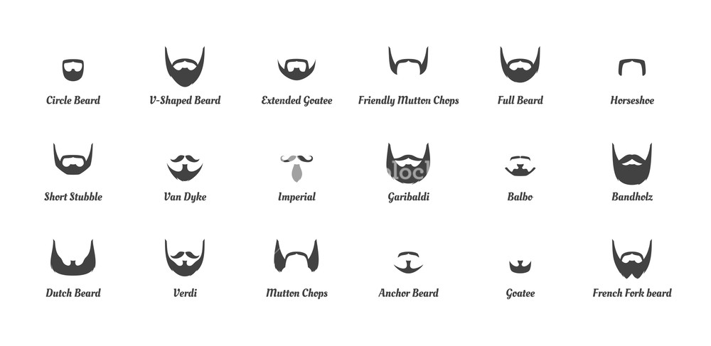 1000x487 Vector Cartoon Style Set Of Man Different Fashion Beards And