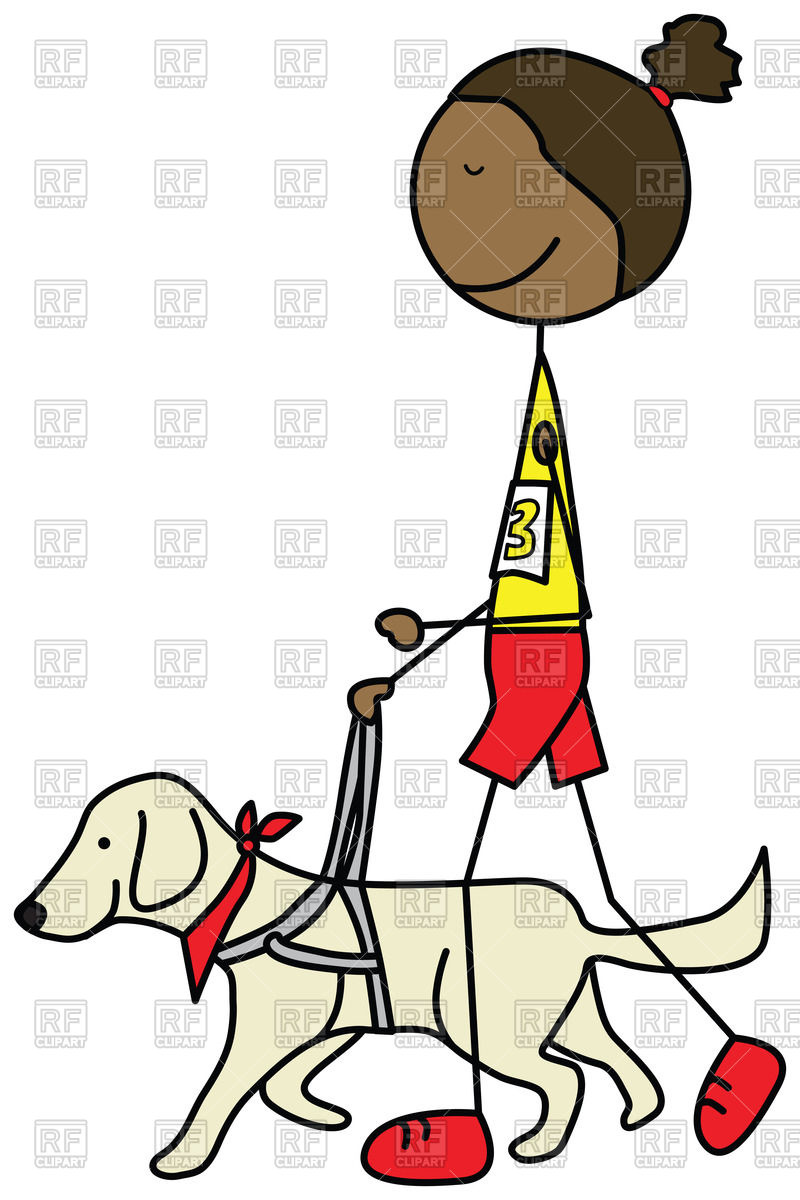 800x1200 Cartoon Blind Girl Running With A Guide Dog Vector Image Vector