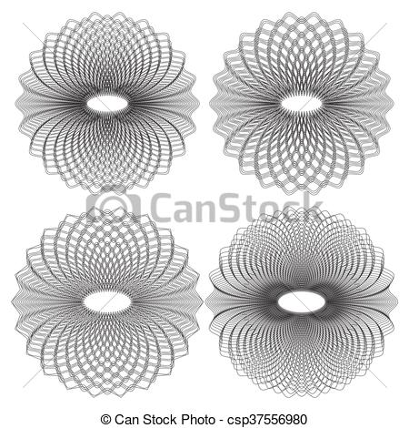 450x470 Guilloche Vector Elements. Abstract Vector Sign. Set Of Vector