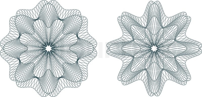 800x385 Set Of Vector Green Guilloche Rosettes Stock Vector Colourbox