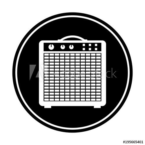 500x500 Simple, Circular, Monochrome Guitar Amp Icon (White Silhouette