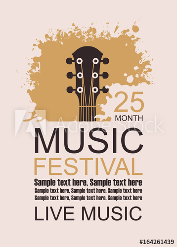358x500 Vector Banner With A Guitar Neck On Grunge Beige Background