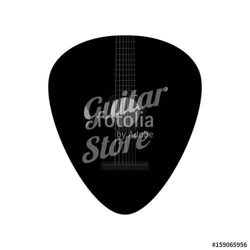 500x500 Guitar Pick In Flat Style, Music Store Logo Stock Image And