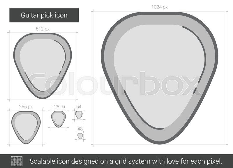 800x576 Guitar Pick Vector Line Icon Isolated On White Background. Guitar