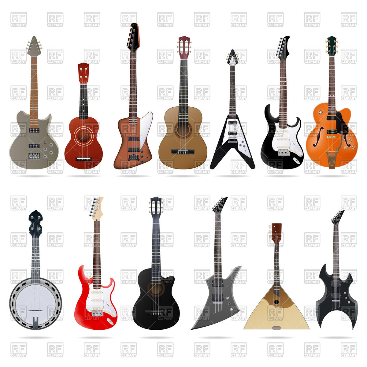 1200x1200 Set Of Different Guitars Vector Image Vector Artwork Of Objects